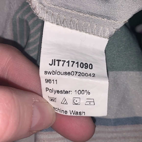 SHEIN Curve striped short sleeve front knot keyhole blouse - Picture 8 of 8